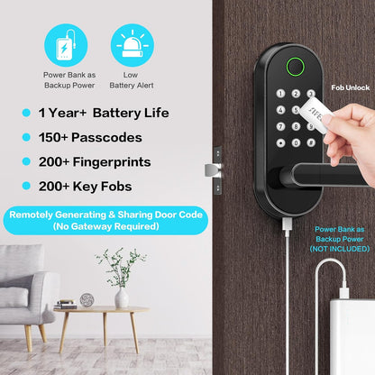 Smart Wi-Fi Door Lock with Multiple Unlock Options