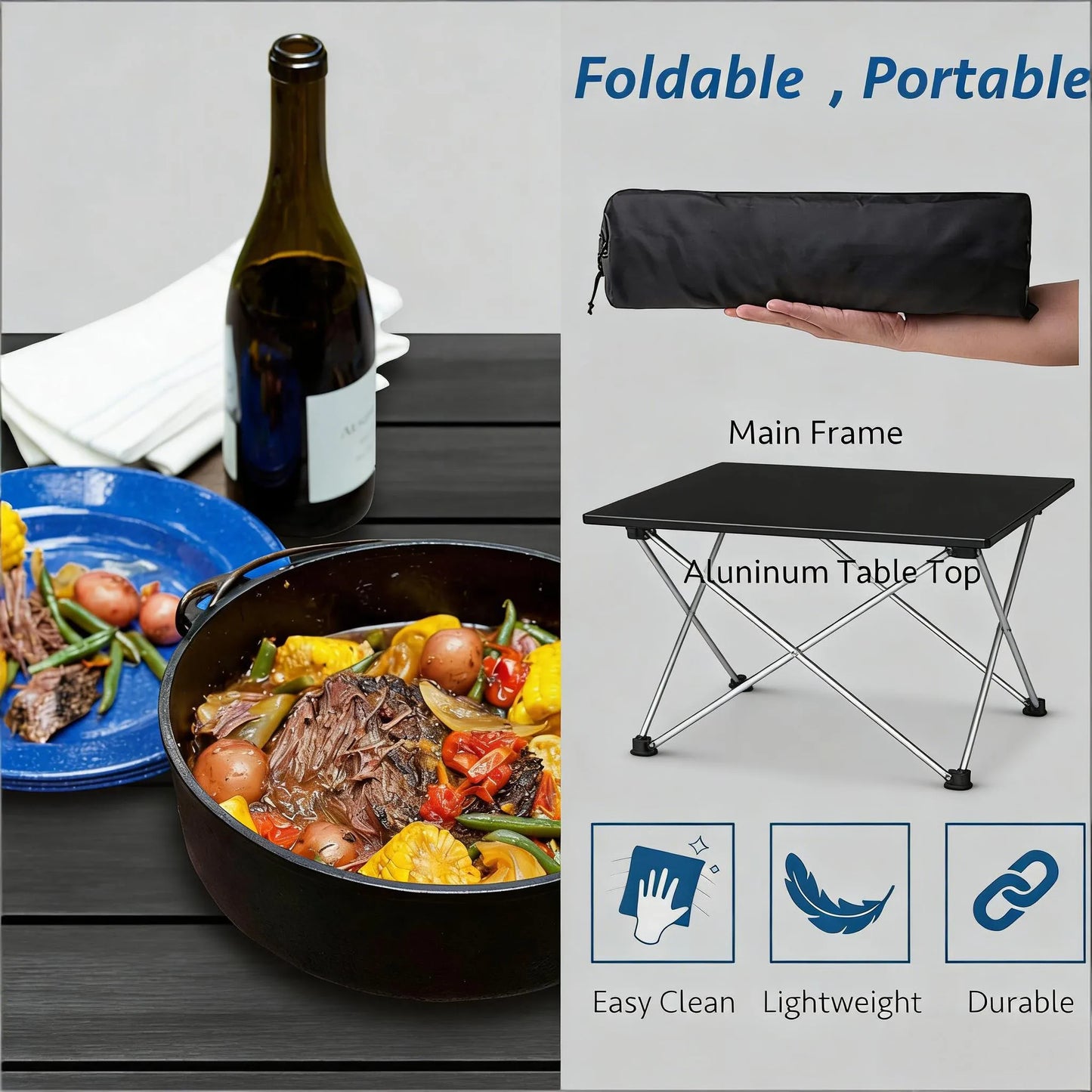 Aluminum Folding Table, Portable & Multi-Use